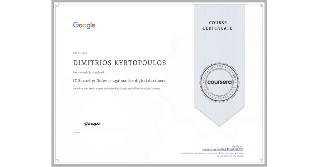 Google IT Security Defense against the digital dark arts Dimitris Kyrtopoulos